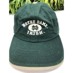 Notre Dame Fighting Irish Hat Cap Strap Back Mens One Size Green NCAA Football